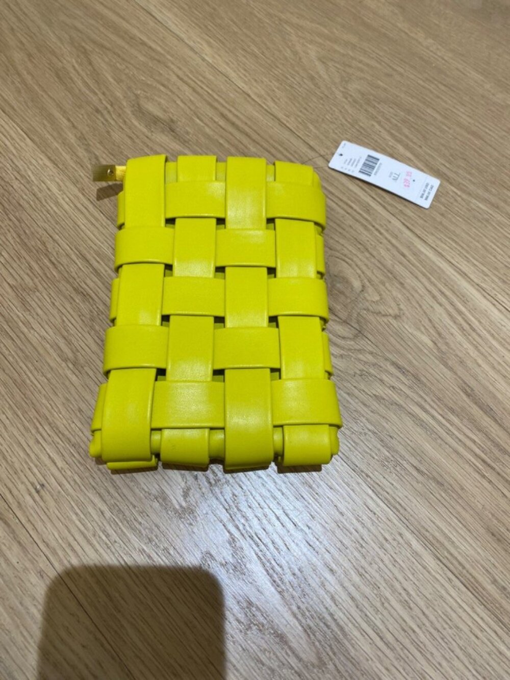 anthropologie woven yellow clutch new OS
